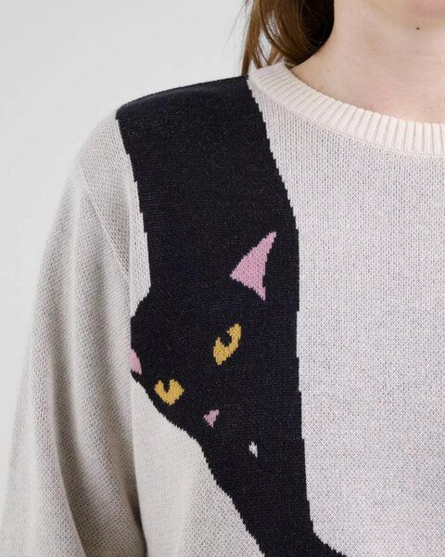 DEDICATED Pullover Long Cat - Vanilla White – Ansicht 4
