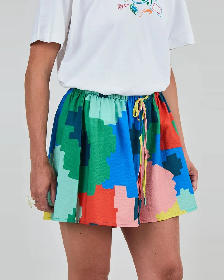 Shorts Maxi Flower Bali Loose Blau