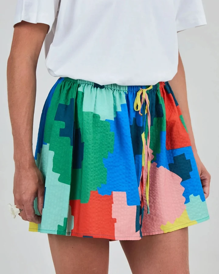 Shorts Maxi Flower Bali Loose Blau