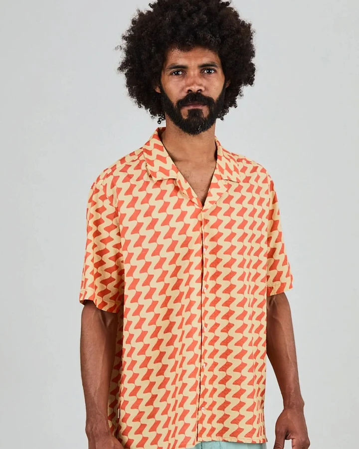 Hemd Gum Aloha Shirt Rust Red Orange