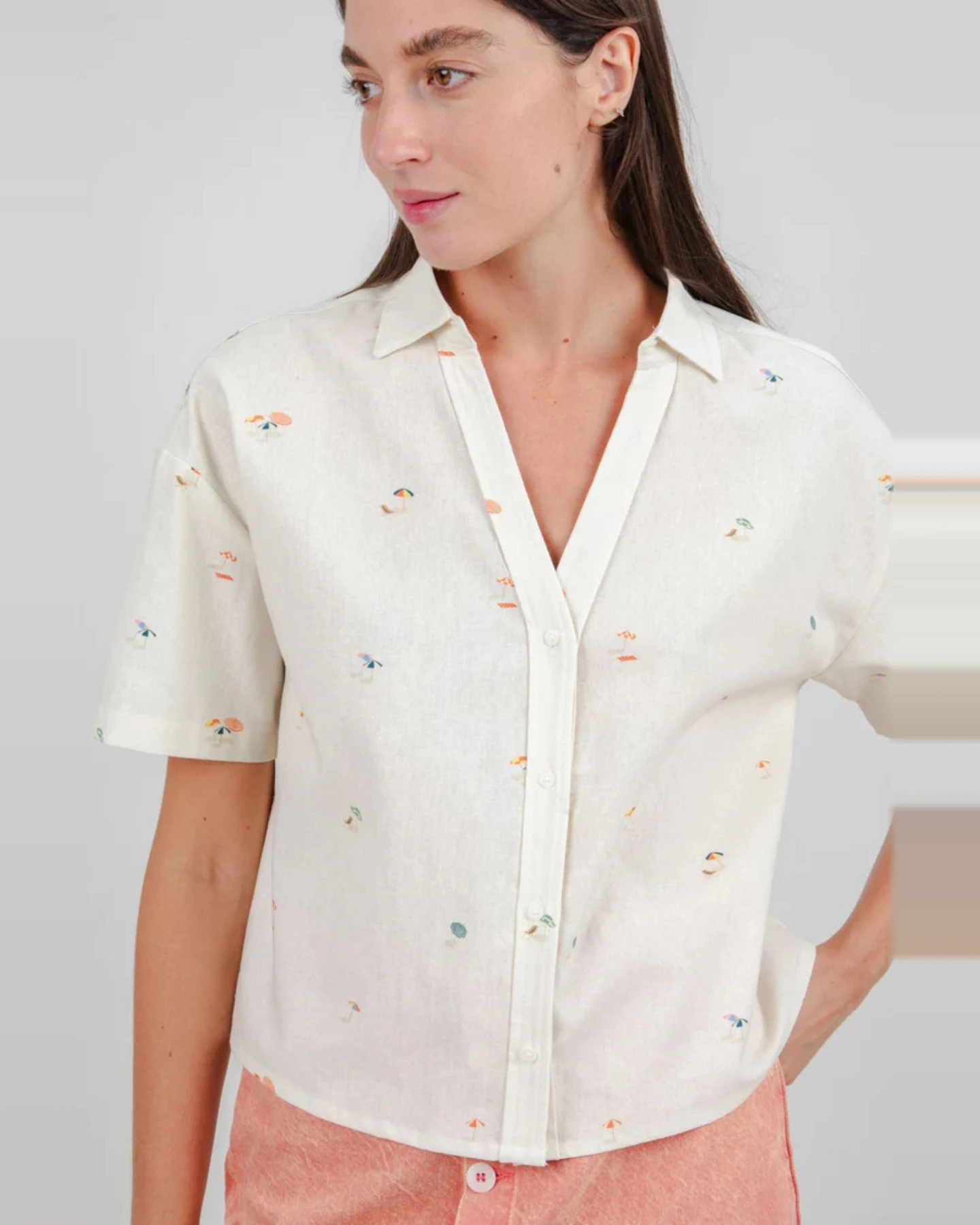 Bluse Beach Please Cropped Off White – Ansicht 2