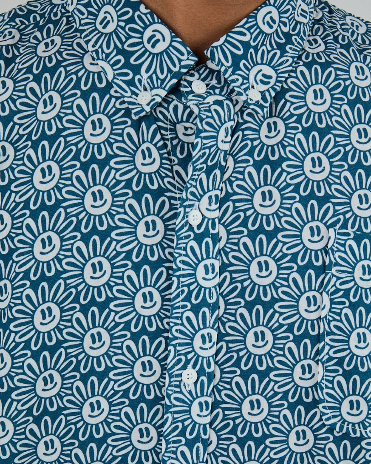 Hemd Asis Percales Daisy Boxy Blau – Ansicht 2