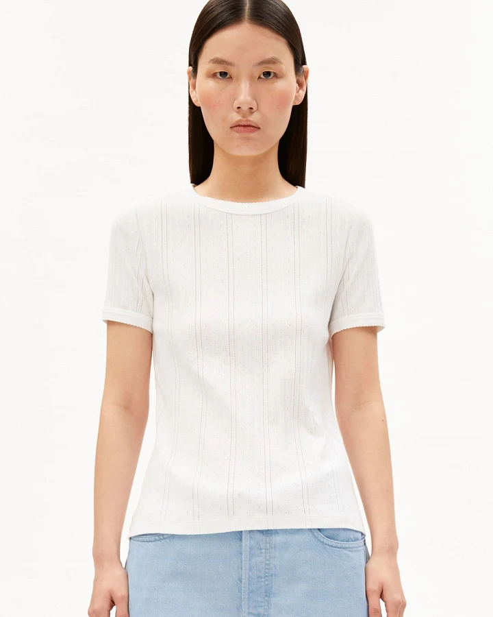 T-Shirt Pointelle Weiß