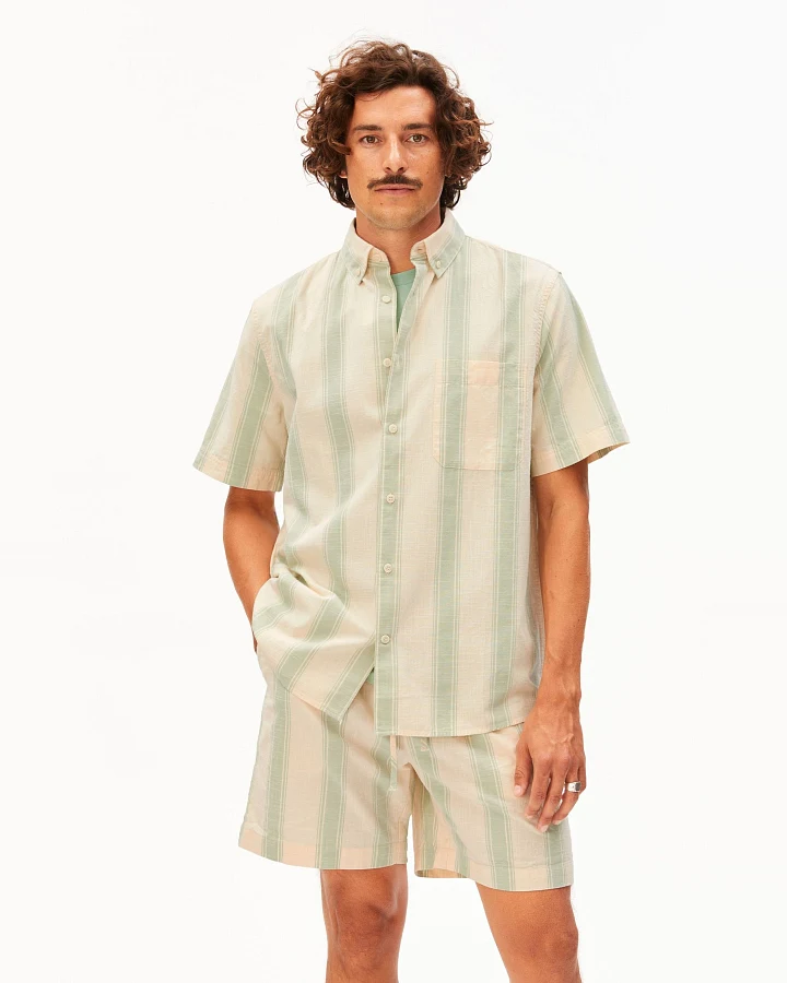 Hemd Striped Short Grün