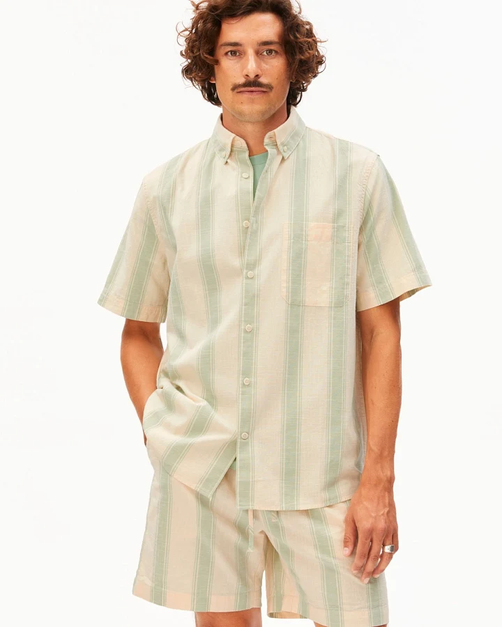 Hemd Striped Short Grün