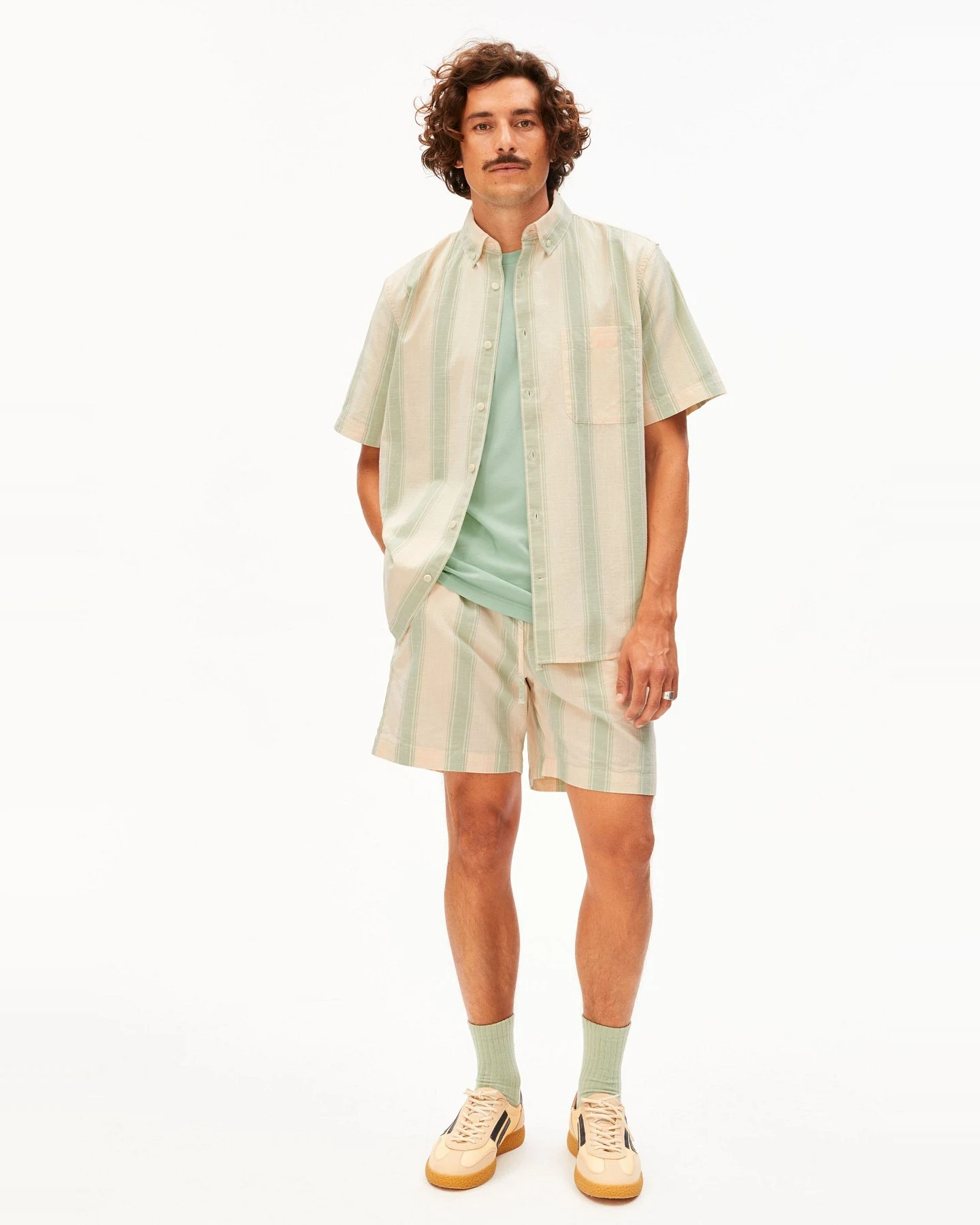 Hemd Striped Short Grün – Ansicht 2