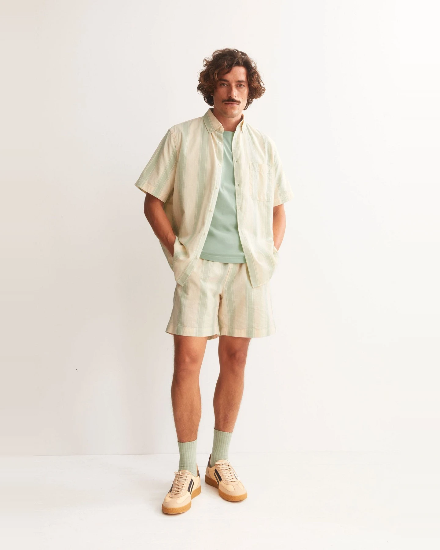 Hemd Striped Short Grün – Ansicht 5