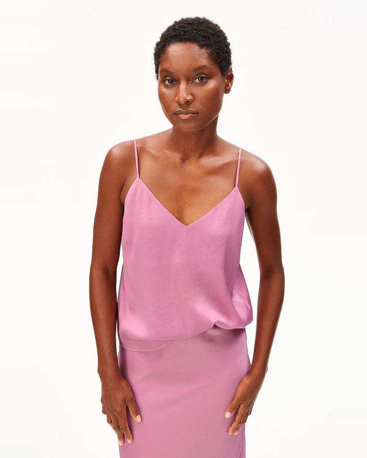 Top Satin Spaghetti Rosa
