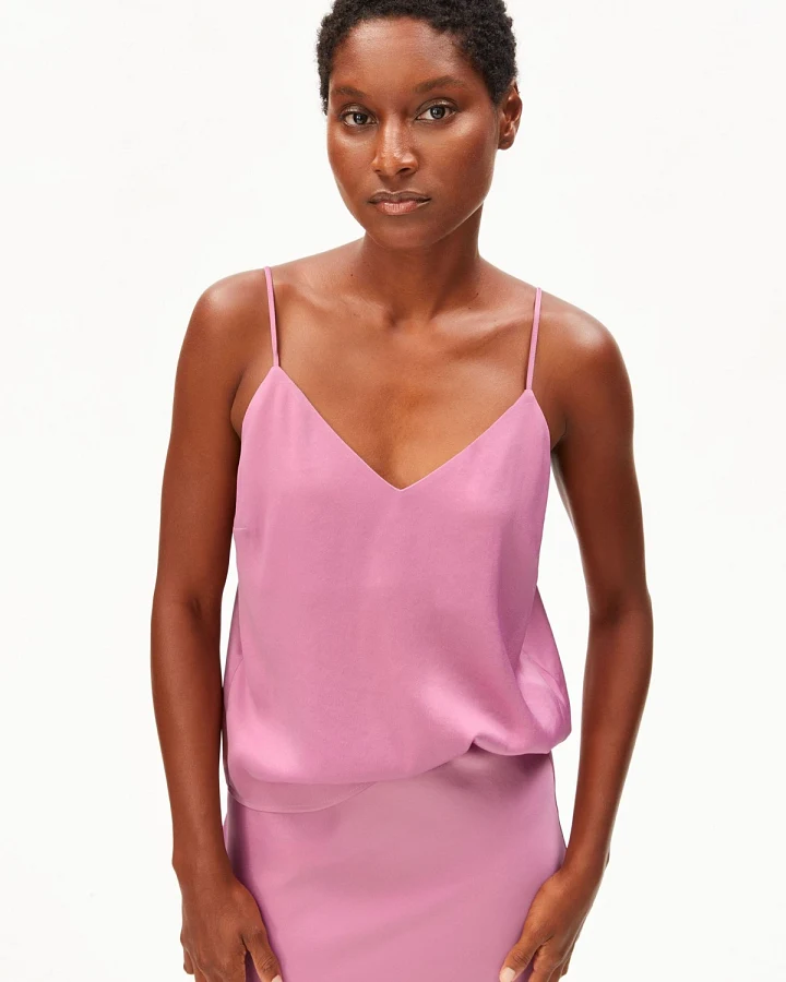 Top Satin Spaghetti Rosa