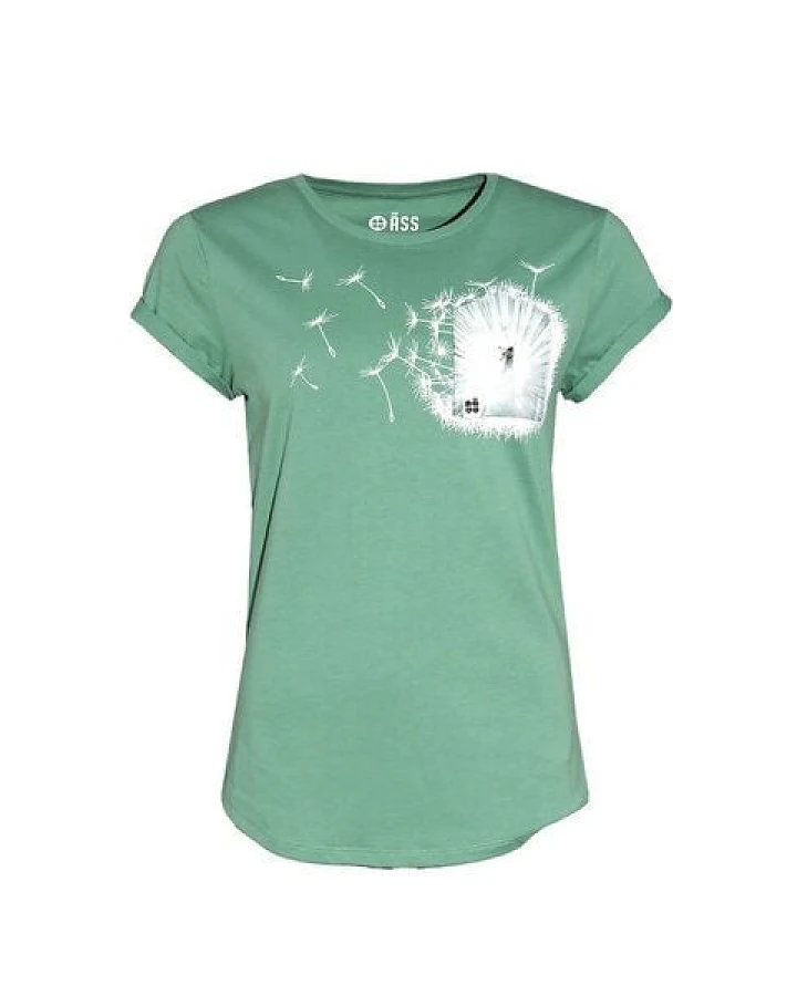 FÄDD Damen T-Shirt Rundhals aus Bio-Baumwolle "Der weiße V" Grün