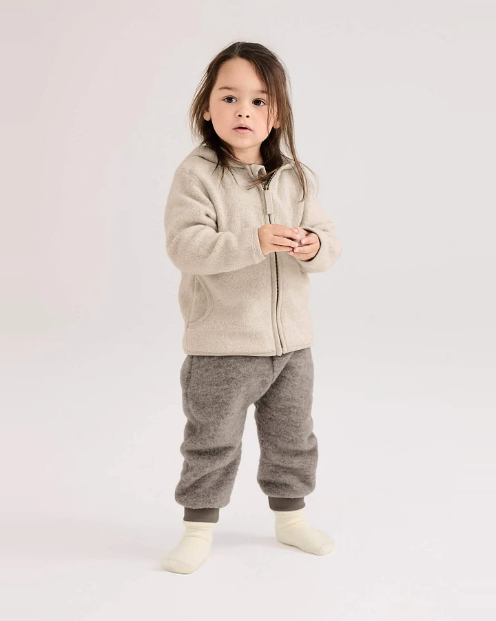 hessnatur Baby Wollfleece Hose aus Bio-Merinowolle - grau - Größe 62/68