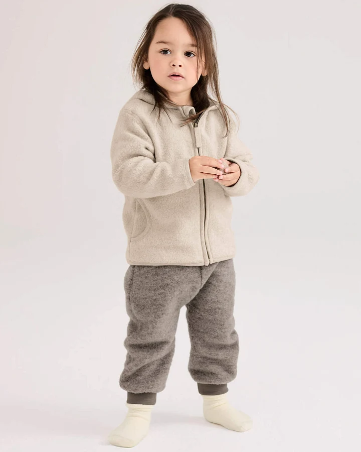 hessnatur Baby Wollfleece Hose aus Bio-Merinowolle - grau - Größe 62/68