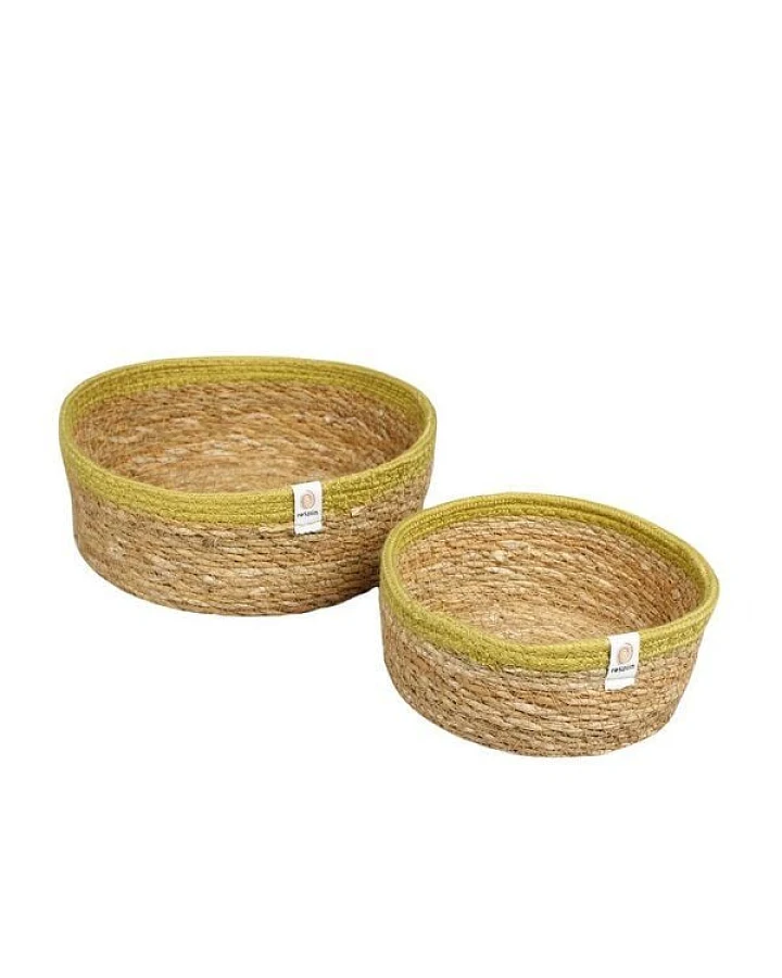 reSpiin Aufbewahrungskorb 2er-Set aus Seegras & Jute – Grau oder Grün