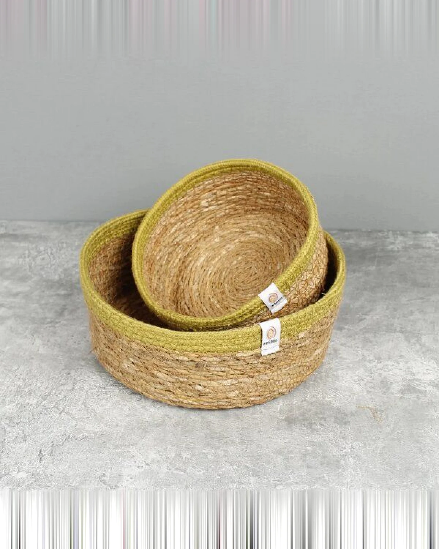 reSpiin Aufbewahrungskorb 2er-Set aus Seegras & Jute – Grau oder Grün – Ansicht 3