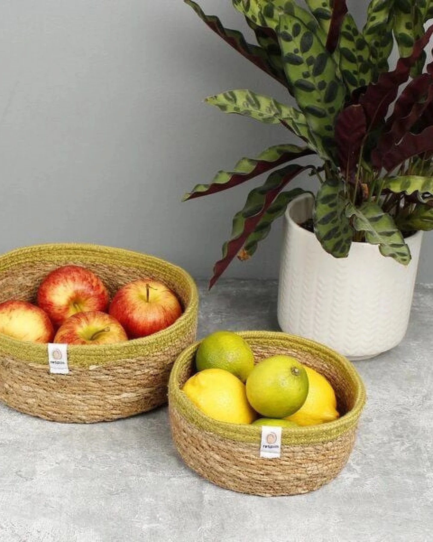 reSpiin Aufbewahrungskorb 2er-Set aus Seegras & Jute – Grau oder Grün – Ansicht 4