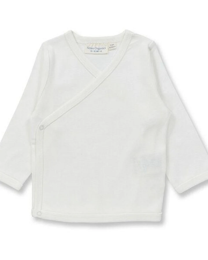sense-organics Baby Wickelshirt in naturweiß, Modell VICTORIA