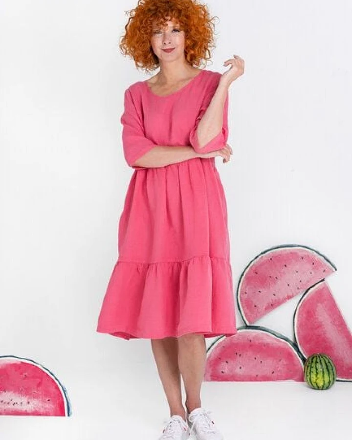 Heidekönigin Leinen-Stufenkleid