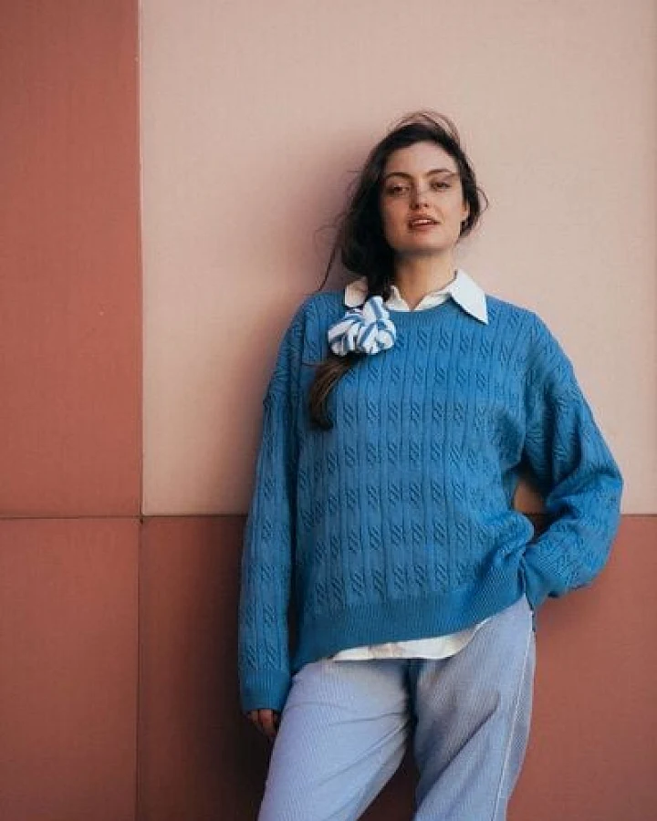 Kopyto ORYX RWS – leichter Oversize-Pullover im Zopfmuster aus Merinowolle und Baumwolle