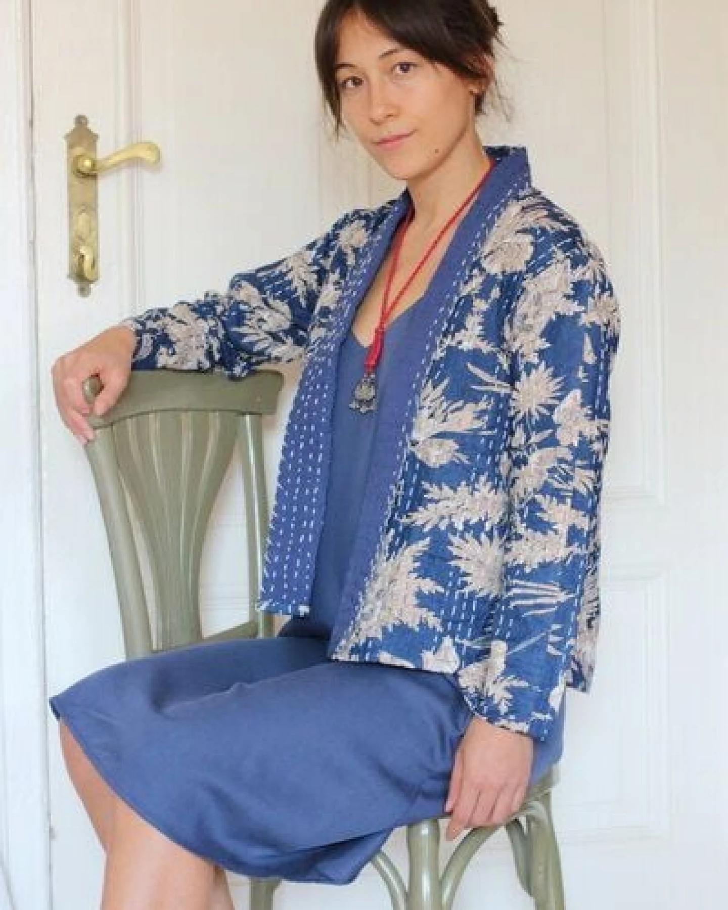 ManduTrap Boho Cardigan Damen – leichte Übergangsjacke aus recycelter Baumwolle (Kantha) – Sunaja – Ansicht 3