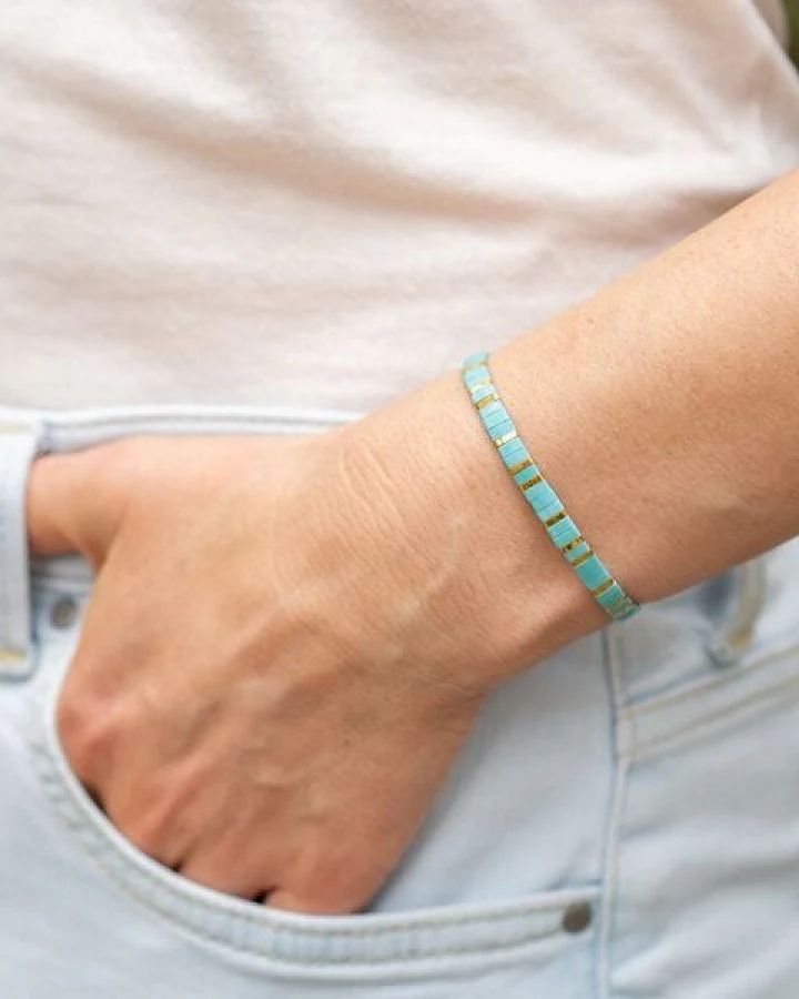 juni Türkises Armband "Smeralda" - individuell verstellbar - handgemacht in Deutschland