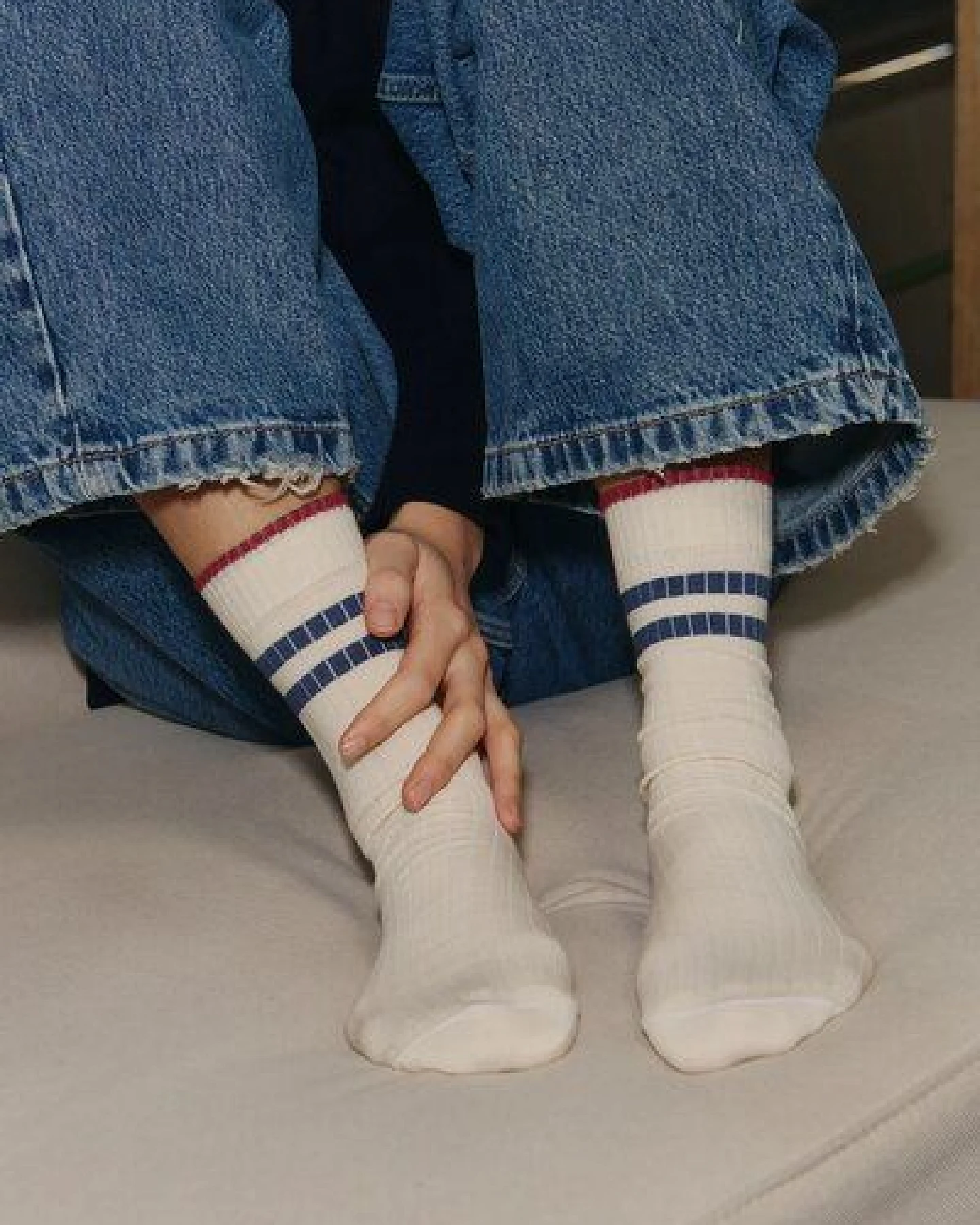Jutelaune Stripe Socks - GRS und OEKO-TEX Zertifizierungen, One Size, Navy – Ansicht 4