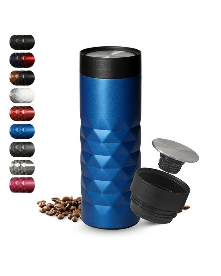 elasto Thermobecher 440 ml aus Edelstahl - doppelwandiger Kaffeebecher to go - auslaufsicherer Isolierbecher