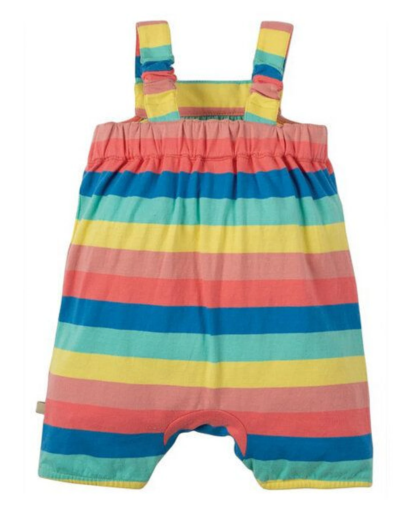 Frugi Spielanzug Hummel Latzhose Biene Beau Beach Dungaree Bright Rainbow Stripe/Bee – Ansicht 3