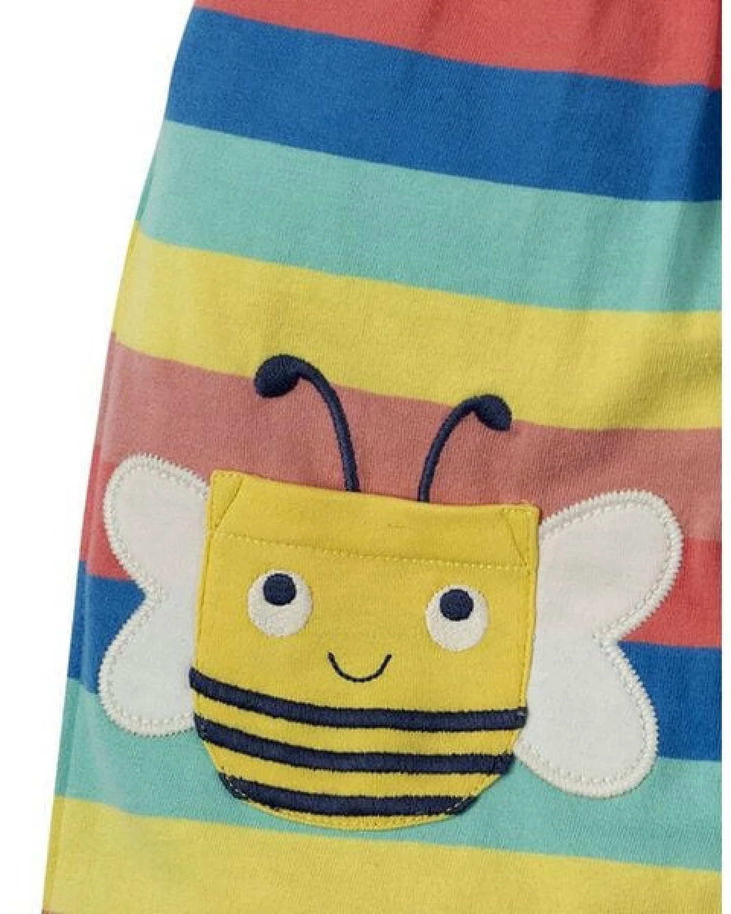 Frugi Spielanzug Hummel Latzhose Biene Beau Beach Dungaree Bright Rainbow Stripe/Bee – Ansicht 4
