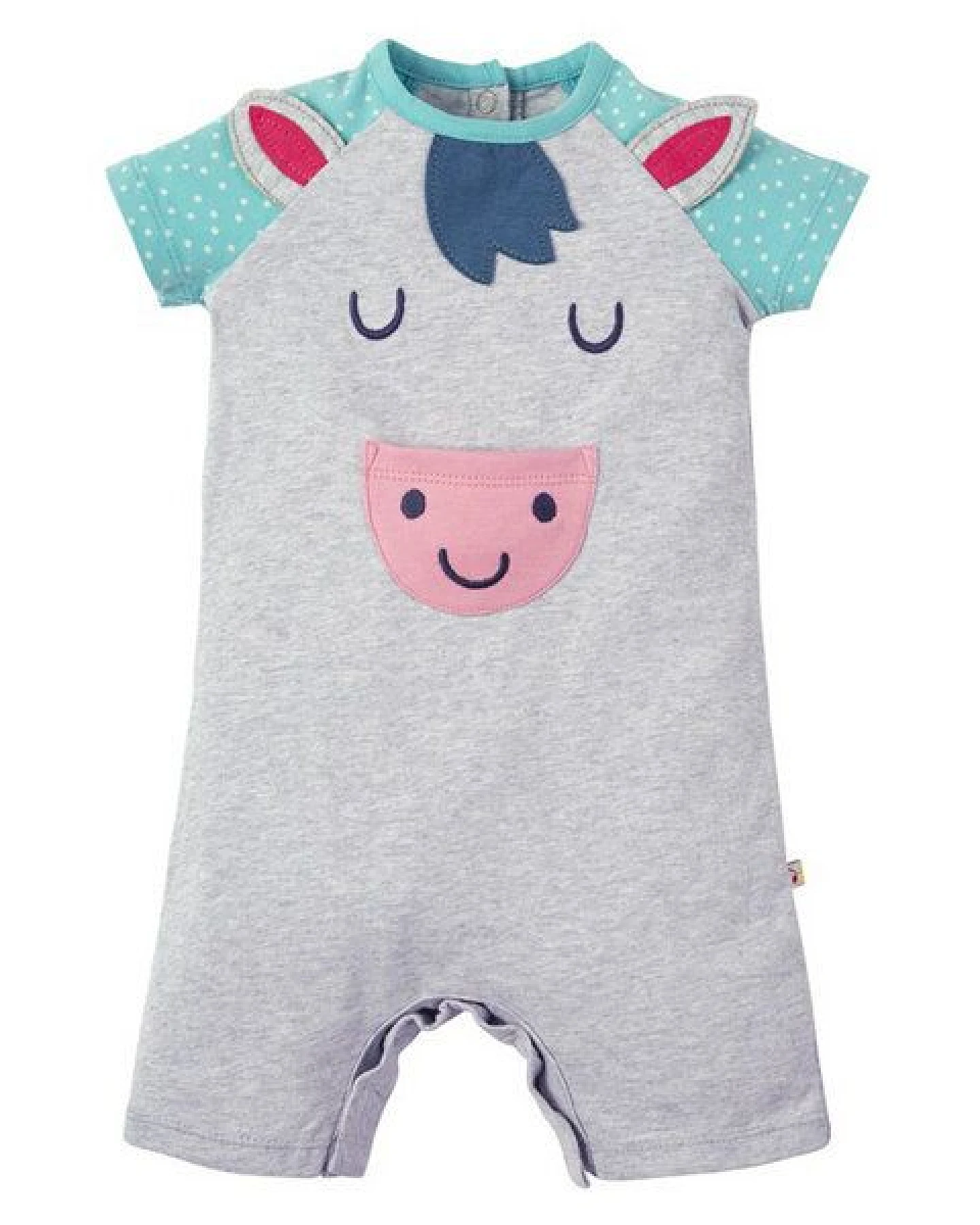 Frugi Spielanzug Pony - Smiley Summer Romper Grey/Marl/Pony – Ansicht 2