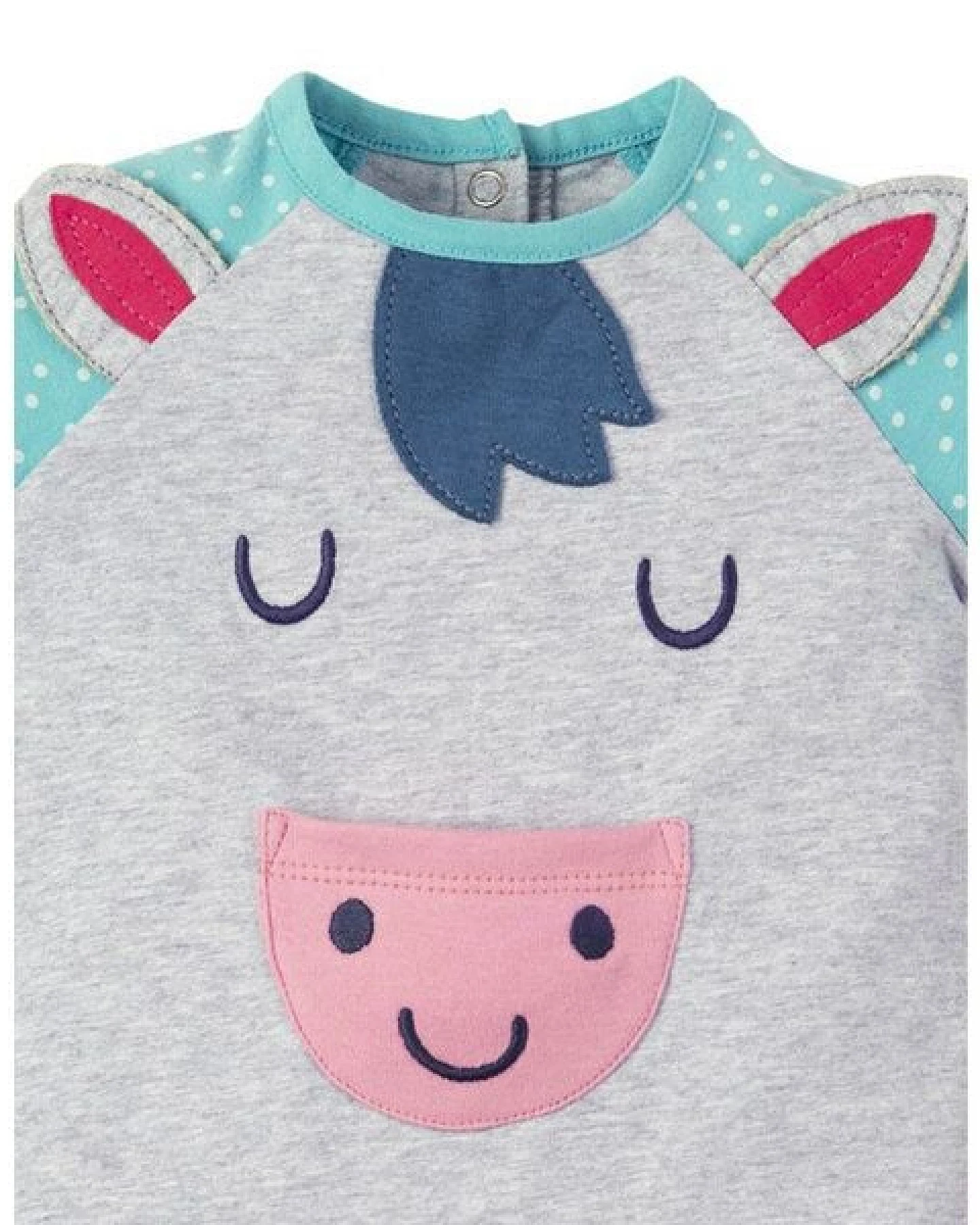 Frugi Spielanzug Pony - Smiley Summer Romper Grey/Marl/Pony – Ansicht 4
