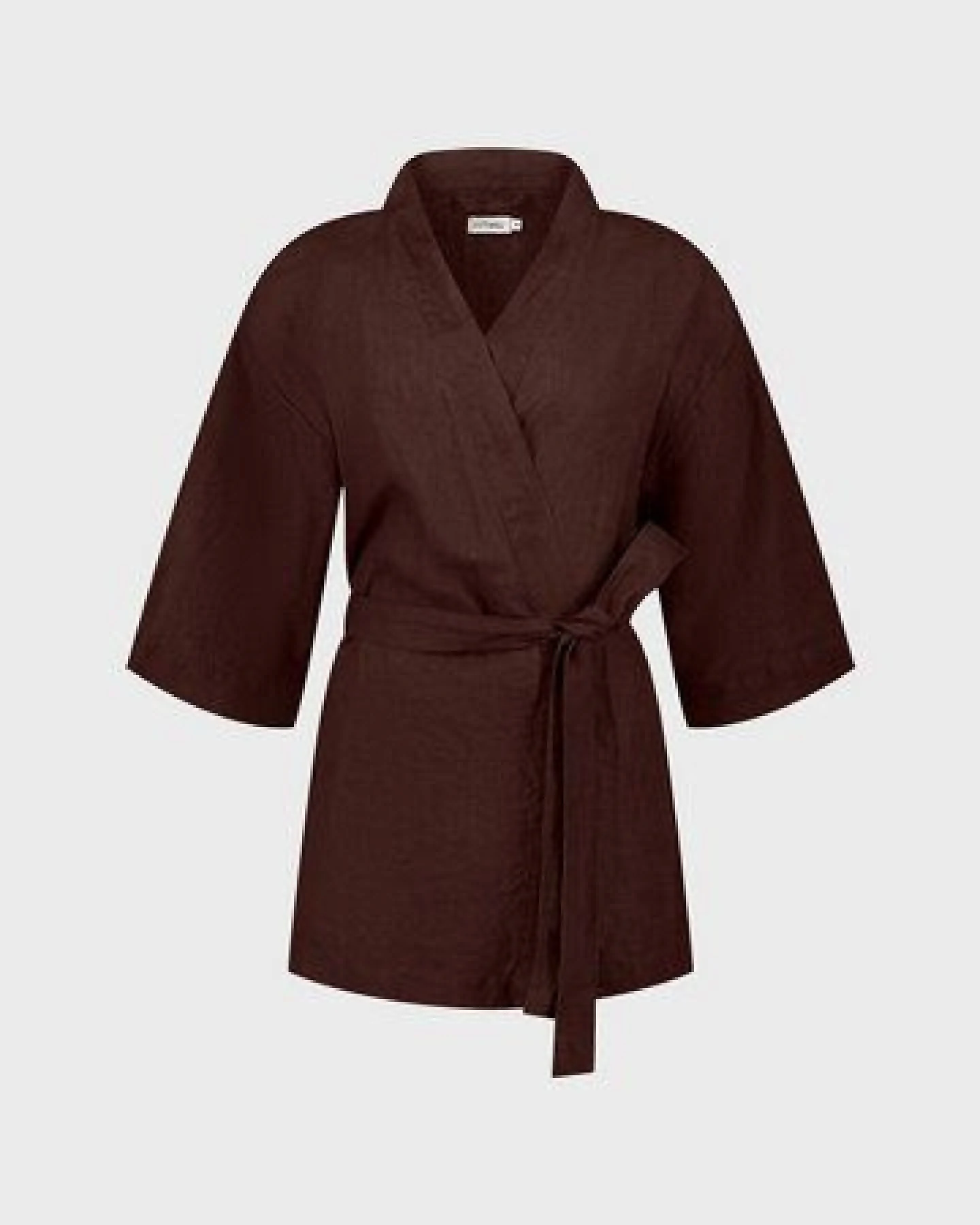 Kimono Jacke Gewaschenes Leinen - Yumeko – Ansicht 2