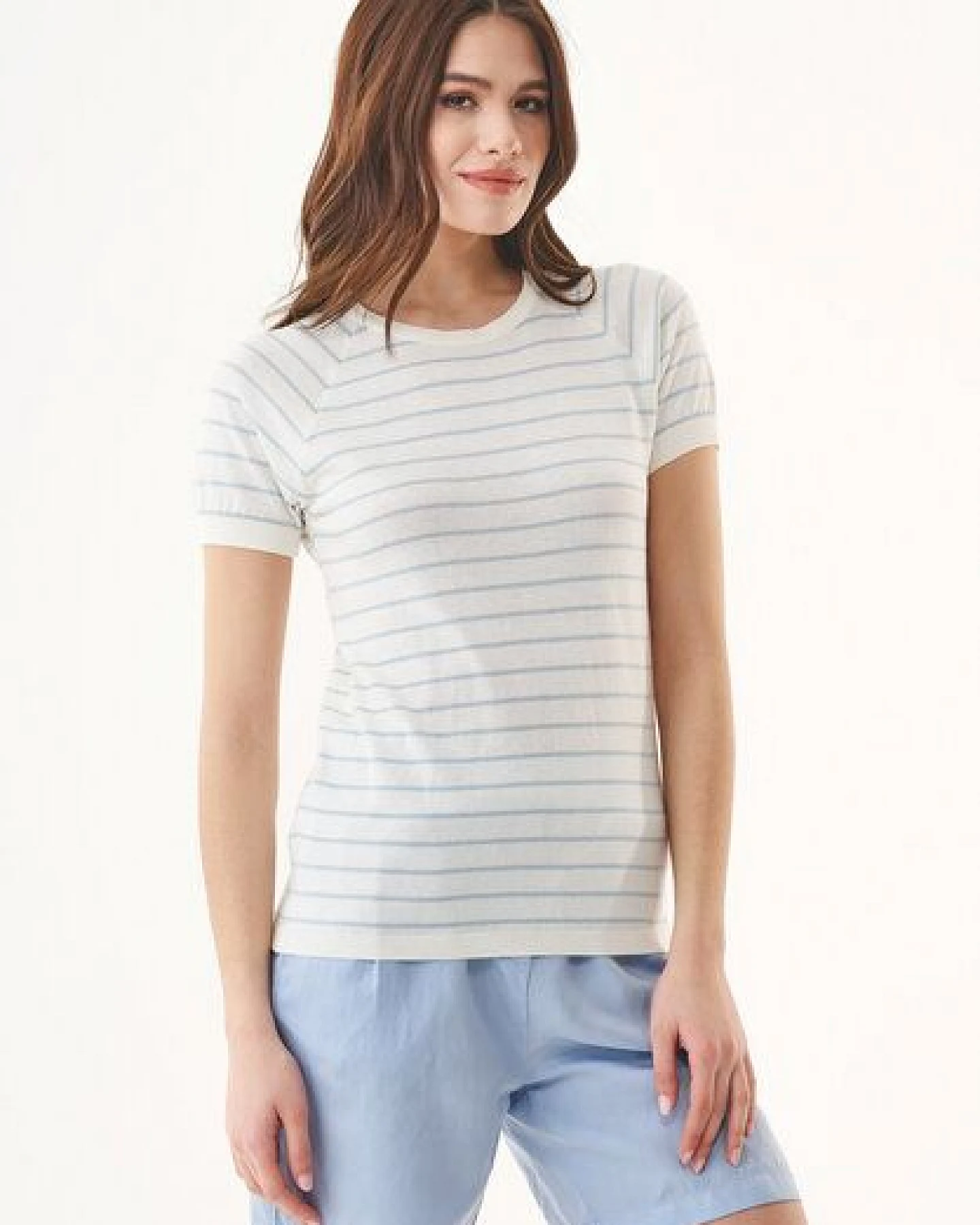 ORGANICATION Feinstrick-T-Shirt aus Bio-Baumwolle mit Streifen – Ansicht 3
