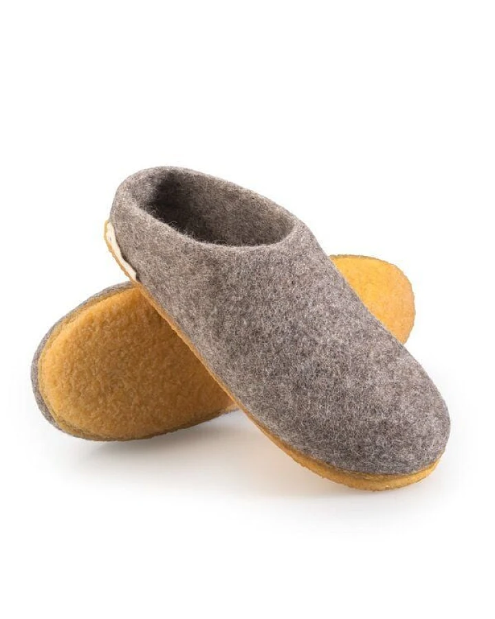 naturling Filz Damen Hausschuhe - Slipper mit Kautschuksohle