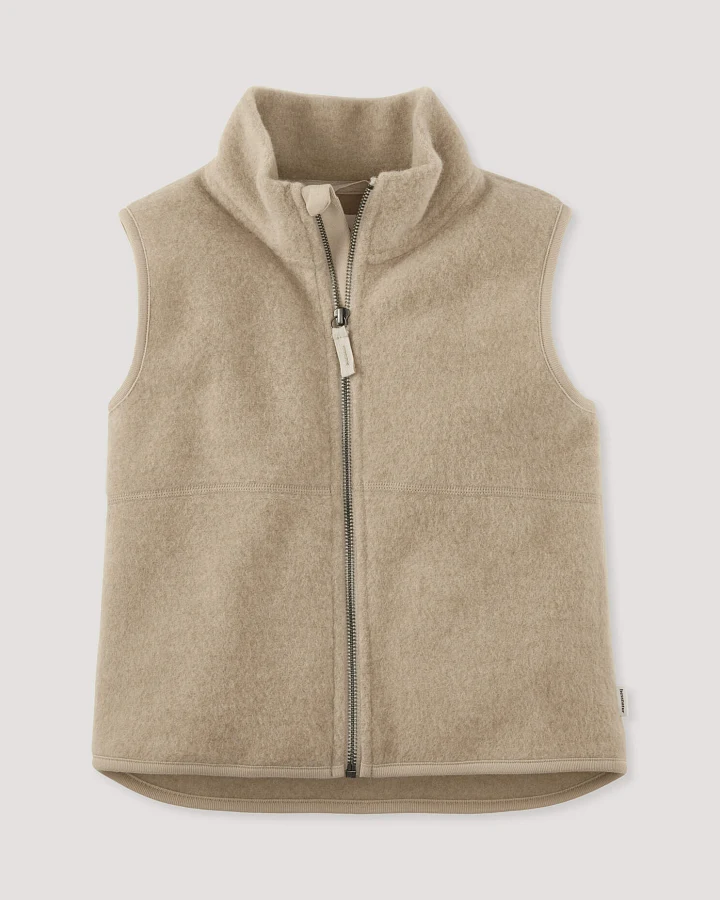 hessnatur Kinder Wollfleece Weste aus Bio-Merinowolle - beige - Größe 110/116