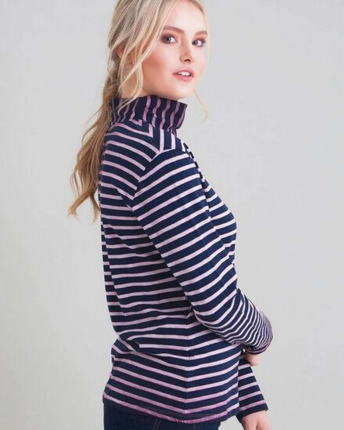ORGANICATION Ringelshirt mit Stehkragen aus 100% Bio Baumwolle – Ansicht 2