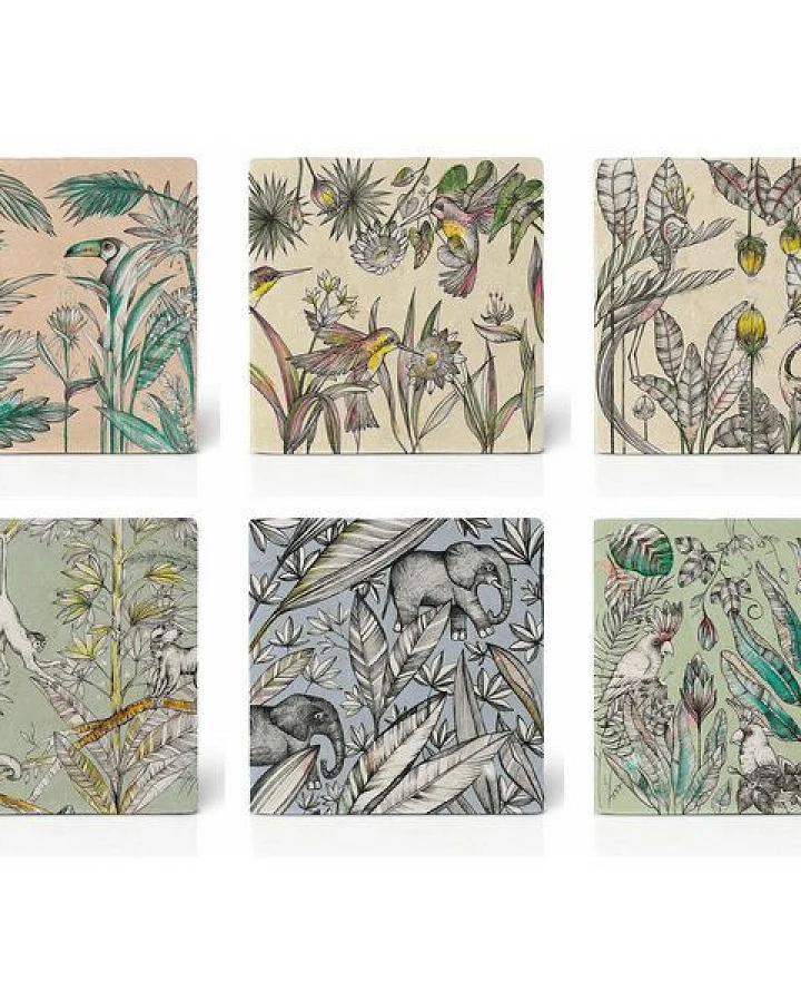 Fliesenuntersetzer 6er-Set »Jungle Me All« von LIGARTI