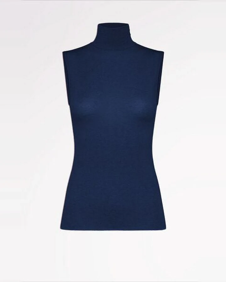 CASAGiN Ärmelloser Rollkragenpullover aus TENCEL und Kaschmir