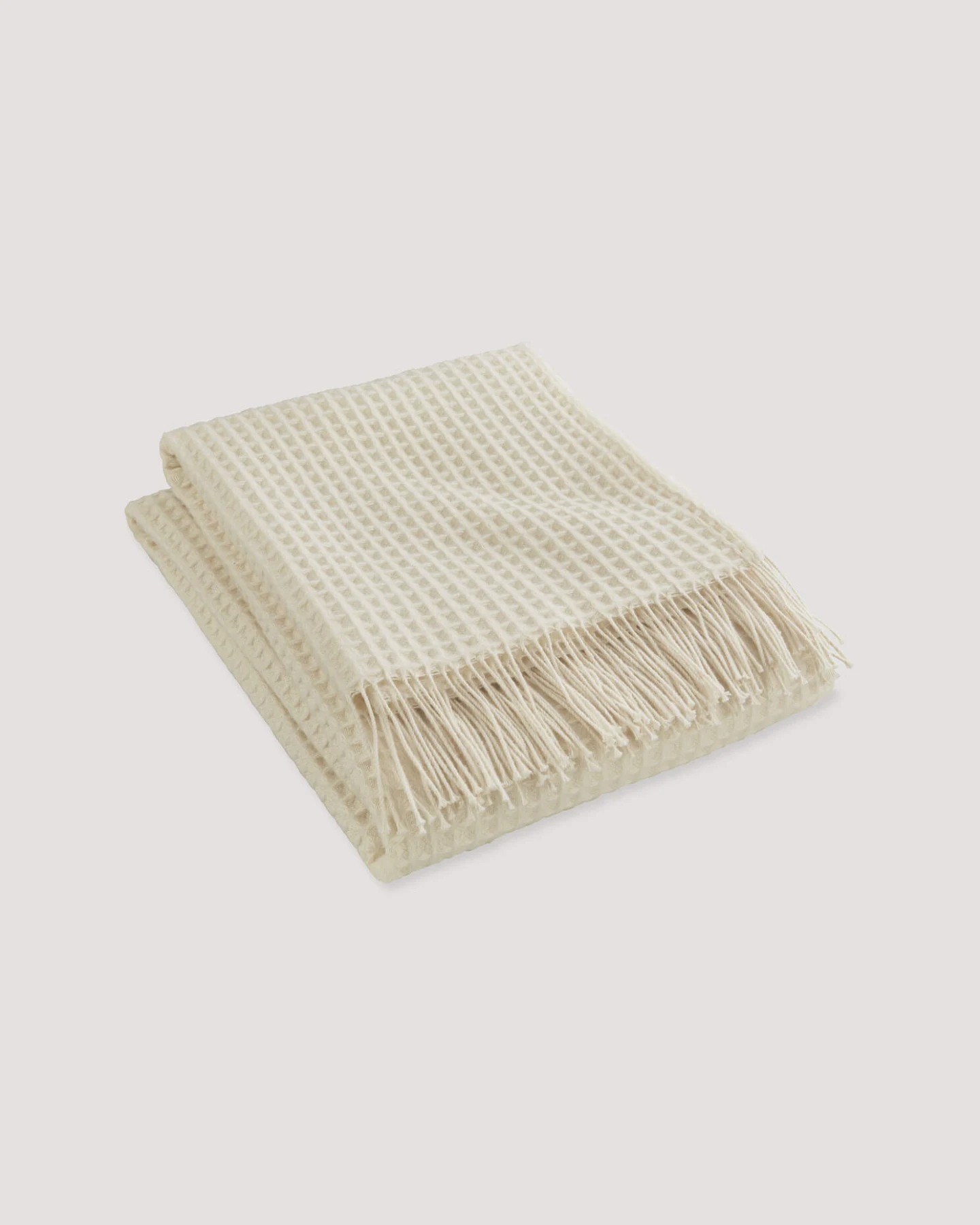 hessnatur Wollmix Waffle Plaid YARA aus Bio-Lambswool mit Bio-Baumwolle - natur - Größe 130x180 cm – Ansicht 2