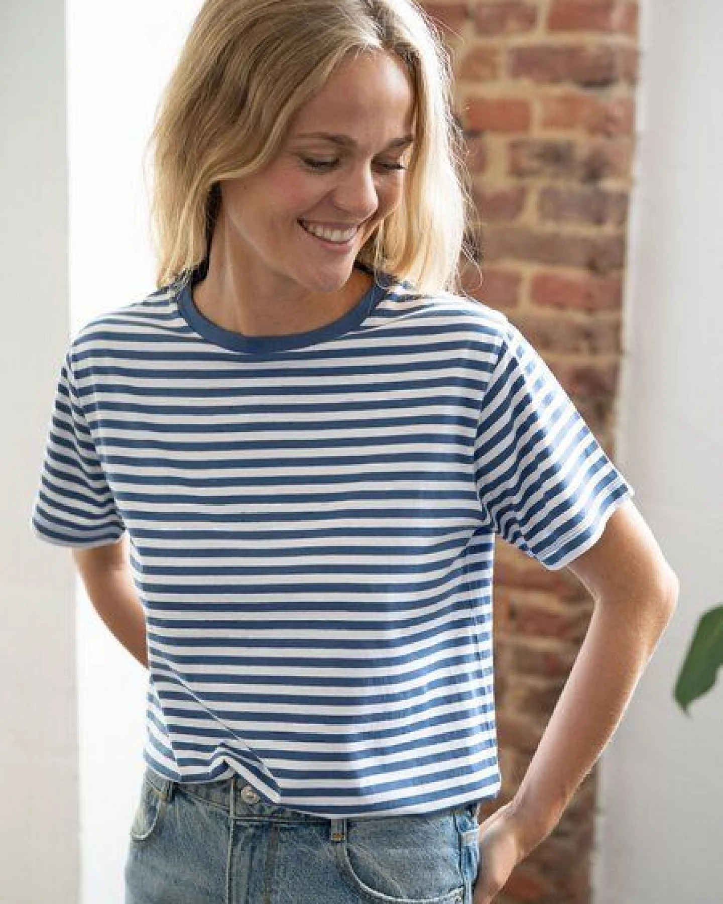 FUXBAU Gestreiftes Frauen T-Shirt - blau weiß – Ansicht 3