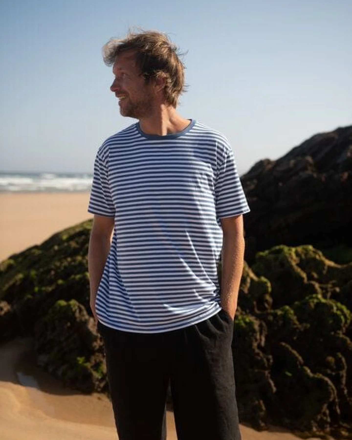 FUXBAU Gestreiftes Männer T-Shirt - blau weiß – Ansicht 3