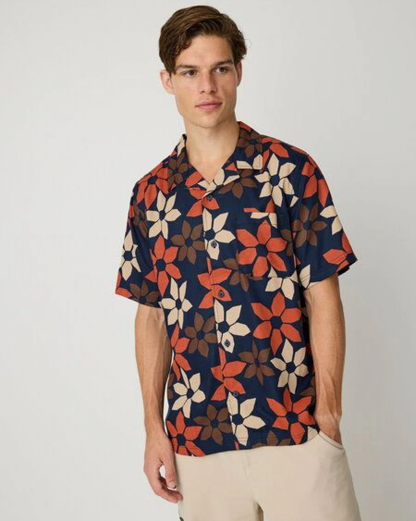 KnowledgeCotton Apparel Kurzärmeliges Hemd mit Blumenprint aus Tencel – Ansicht 3