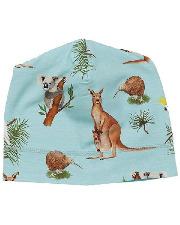 Beanie Mint Kängurus & Koalas Bio-Baumwolle GOTS Allover-Print weich – Walkiddy