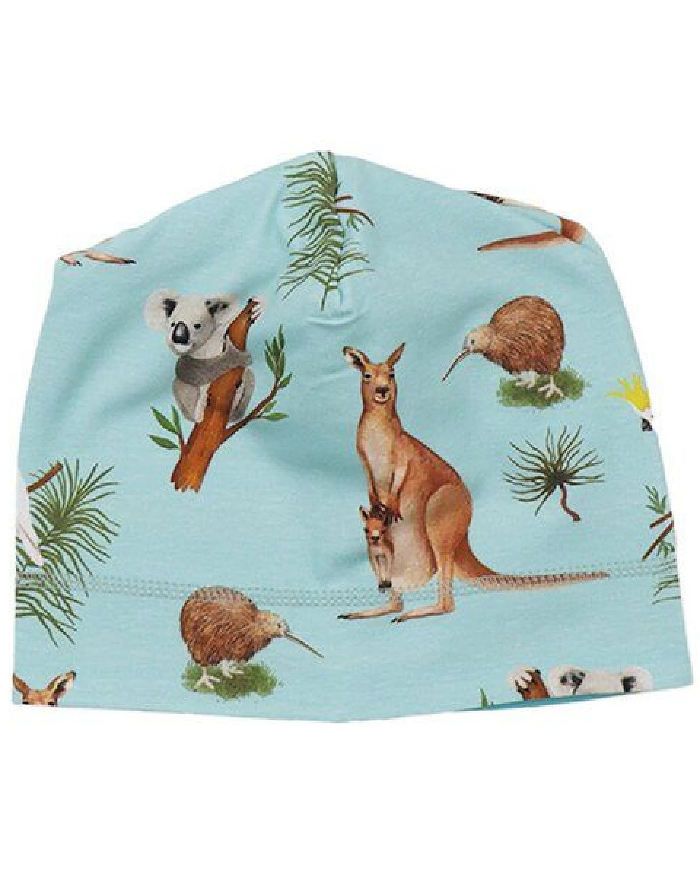 Beanie Mint Kängurus & Koalas Bio-Baumwolle GOTS Allover-Print weich – Walkiddy – Ansicht 2