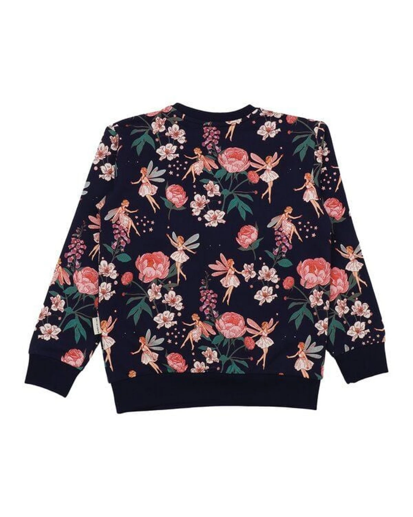 Sweatshirt Dunkelblau Feen & Blumen Allover Bio-Baumwolle GOTS – Walkiddy – Ansicht 4