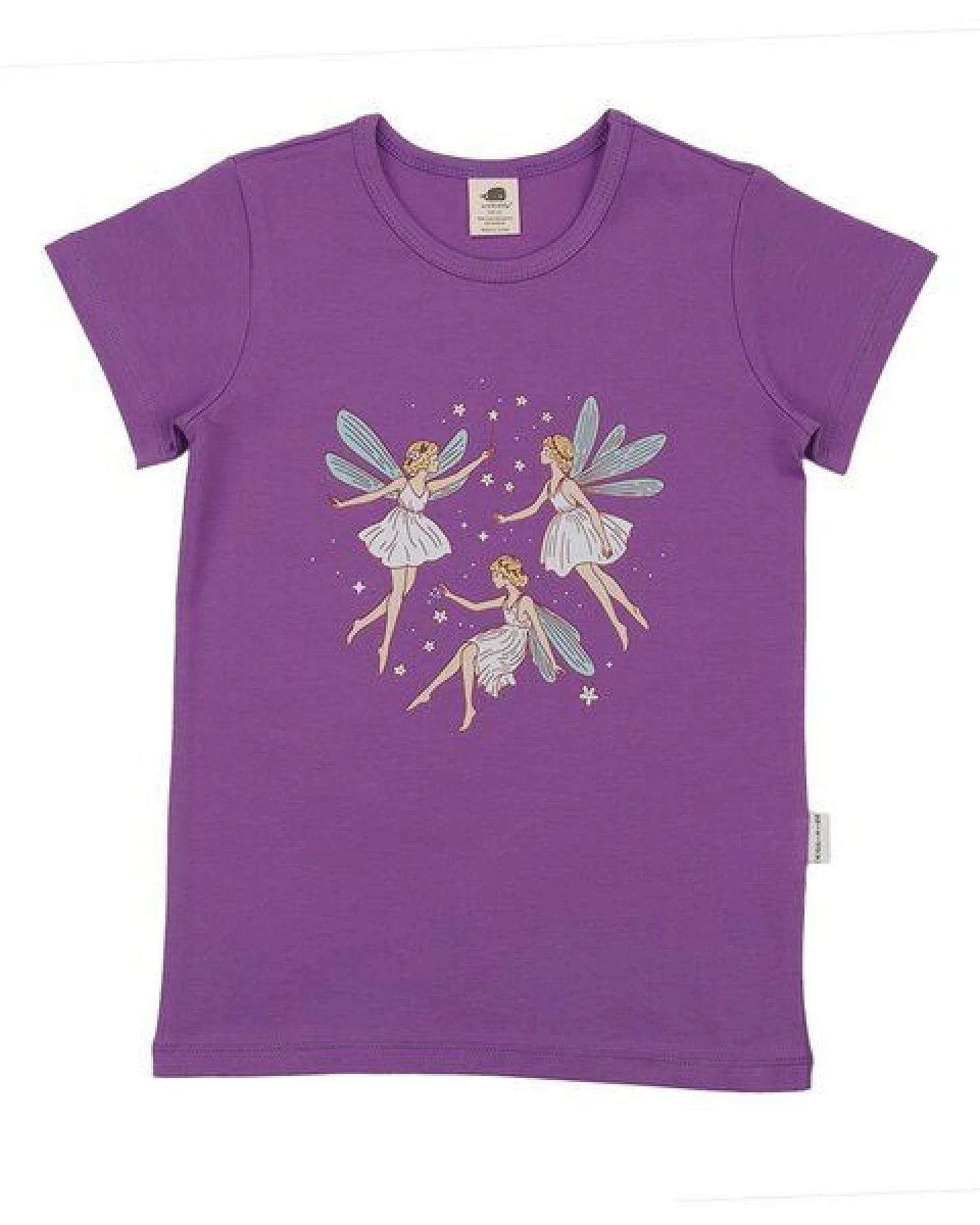 T-Shirt Lila/Flieder Feen platzierter Print Bio-Baumwolle GOTS Kurzarm – Walkiddy – Ansicht 4