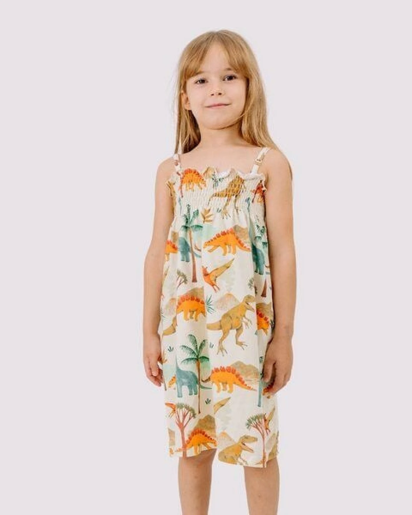 Trägerkleid Creme Dinosaurier Allover Bio-Baumwolle GOTS – Walkiddy – Ansicht 2