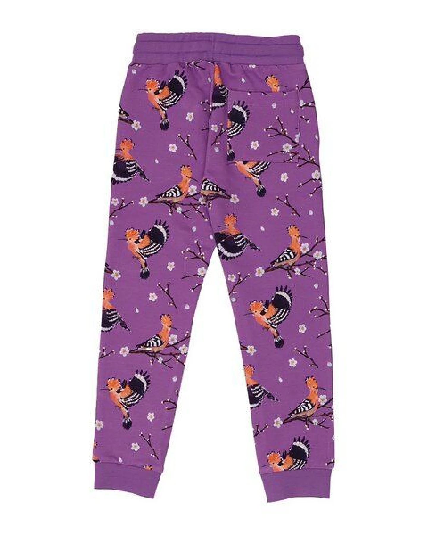 Jogginghose Lila Happy Hoopoes Vögel-Allover Bio-Baumwolle GOTS – Walkiddy – Ansicht 3