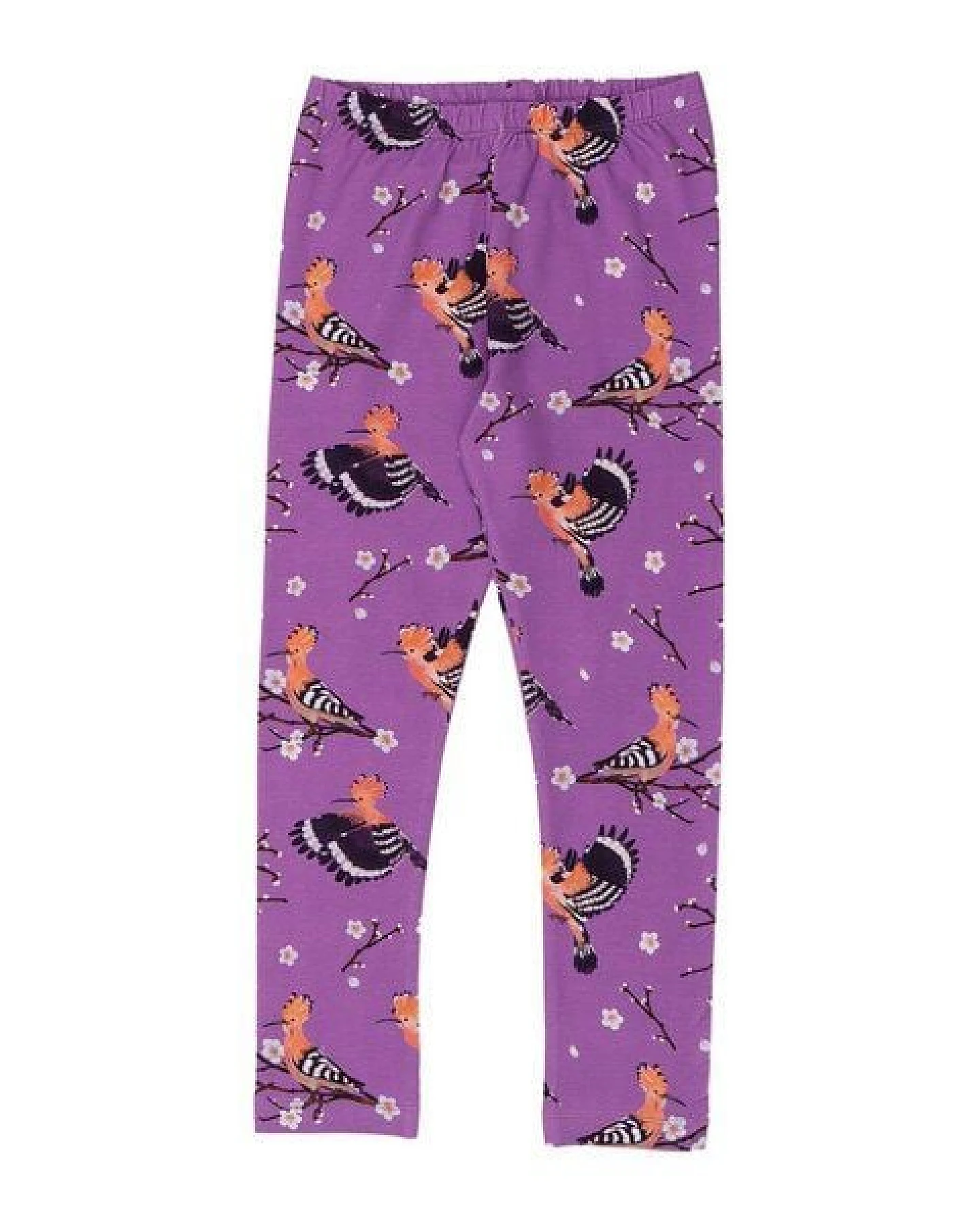 Leggings Lila Happy Hoopoes Vögel-Allover Bio-Baumwolle GOTS – Walkiddy – Ansicht 3