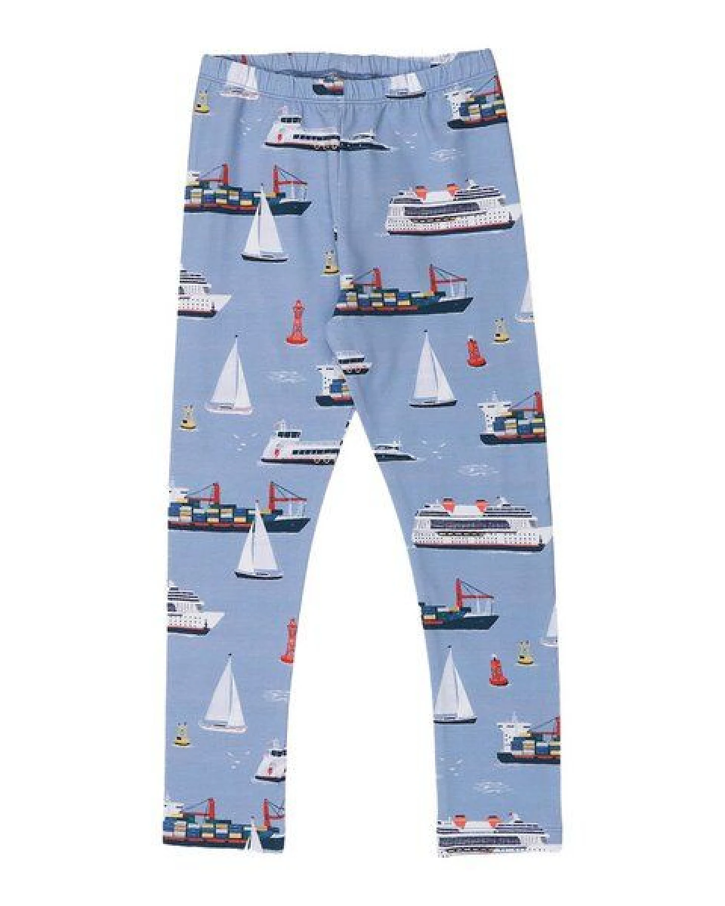 Leggings Hellblau Marine Adventures Schiffe-Allover Bio-Baumwolle GOTS – Walkiddy – Ansicht 4