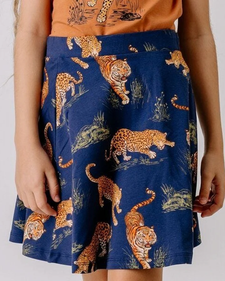 Rock Dunkelblau Tiger & Leopard Allover Bio-Baumwolle GOTS – Walkiddy